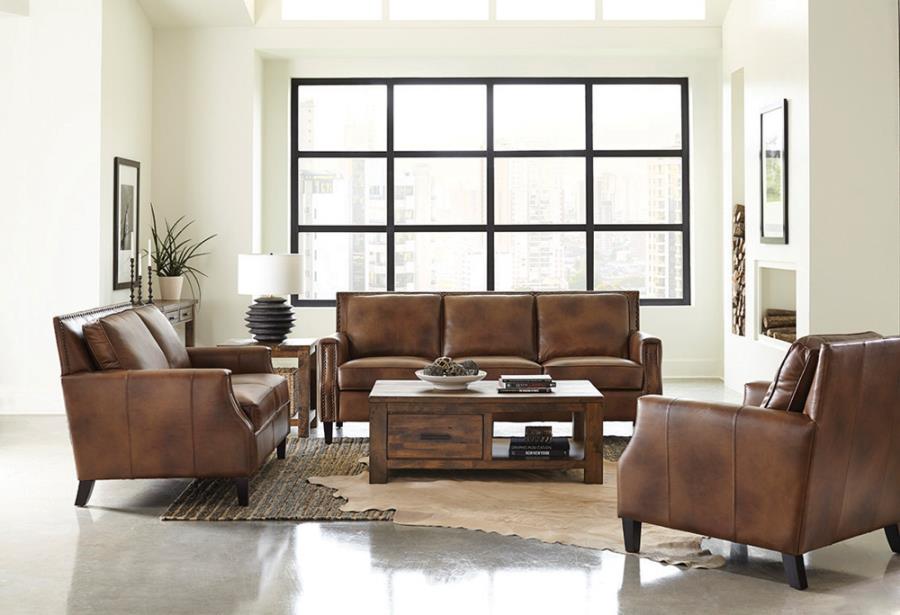 Leaton Upholstered Recessed Arms Sofa Brown Sugar_0