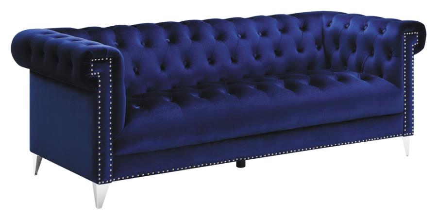 Bleker Tufted Tuxedo Arm Sofa Blue_1