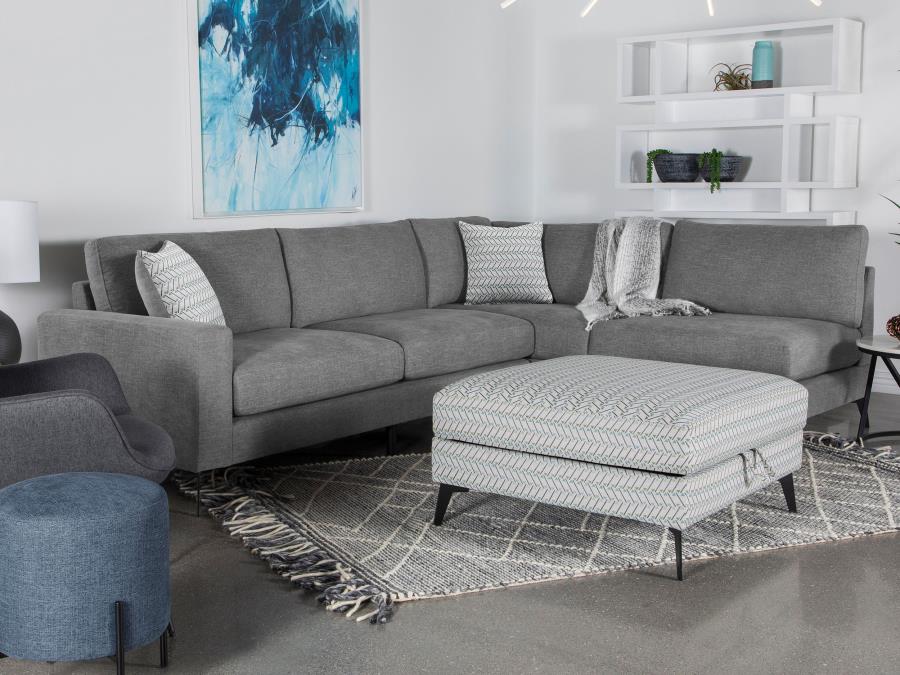 Clint Upholstered Sectional with Loose Back Grey_0