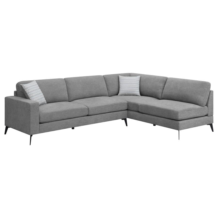 Clint Upholstered Sectional with Loose Back Grey_1