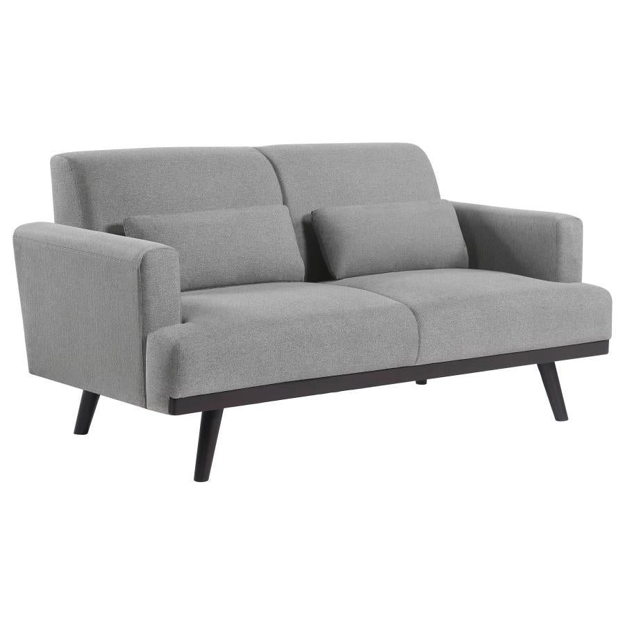 Blake Upholstered Loveseat with Track Arms Sharkskin and Dark Brown_1