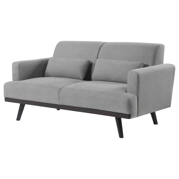 Blake Upholstered Loveseat with Track Arms Sharkskin and Dark Brown_5