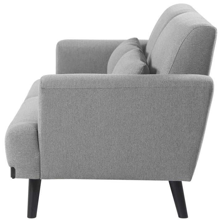 Blake Upholstered Loveseat with Track Arms Sharkskin and Dark Brown_6