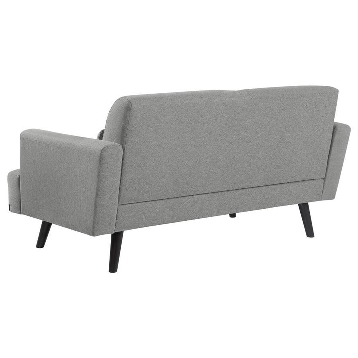 Blake Upholstered Loveseat with Track Arms Sharkskin and Dark Brown_7