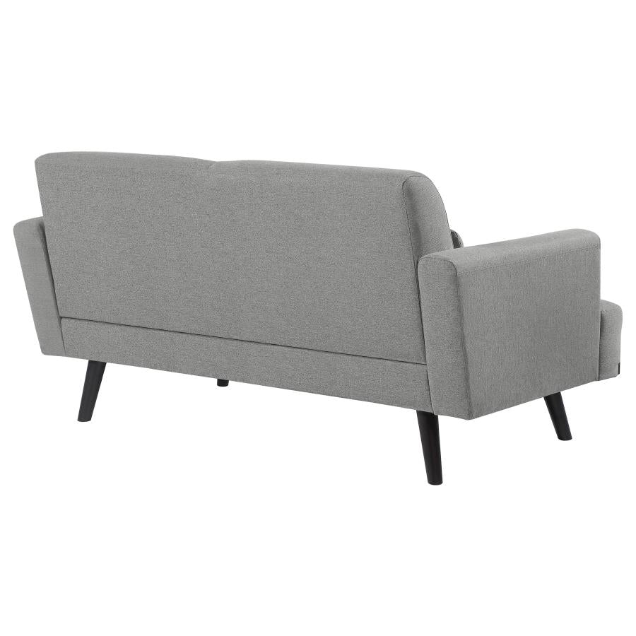 Blake Upholstered Loveseat with Track Arms Sharkskin and Dark Brown_8