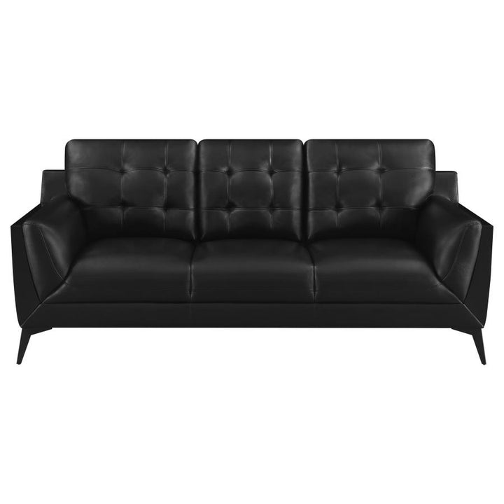 Moira Upholstered Tufted Living Room Set with Track Arms Black_2