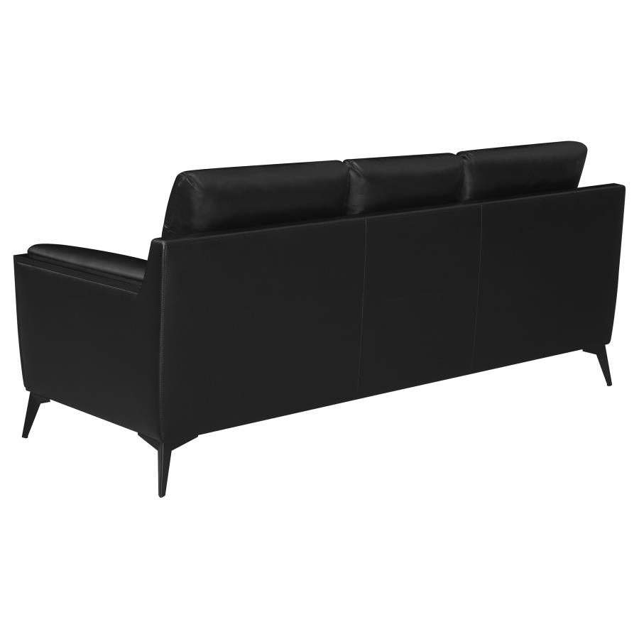 Moira Upholstered Tufted Living Room Set with Track Arms Black_7