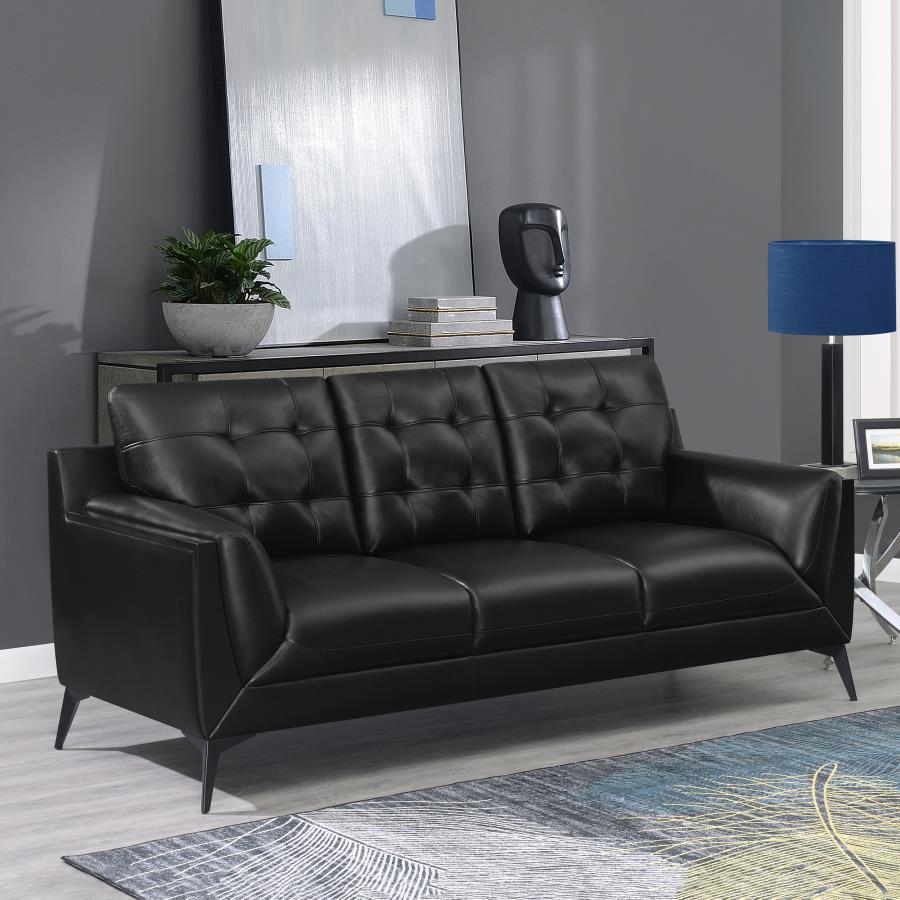 Moira Upholstered Tufted Sofa with Track Arms Black_0