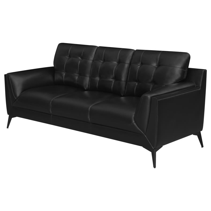 Moira Upholstered Tufted Sofa with Track Arms Black_3
