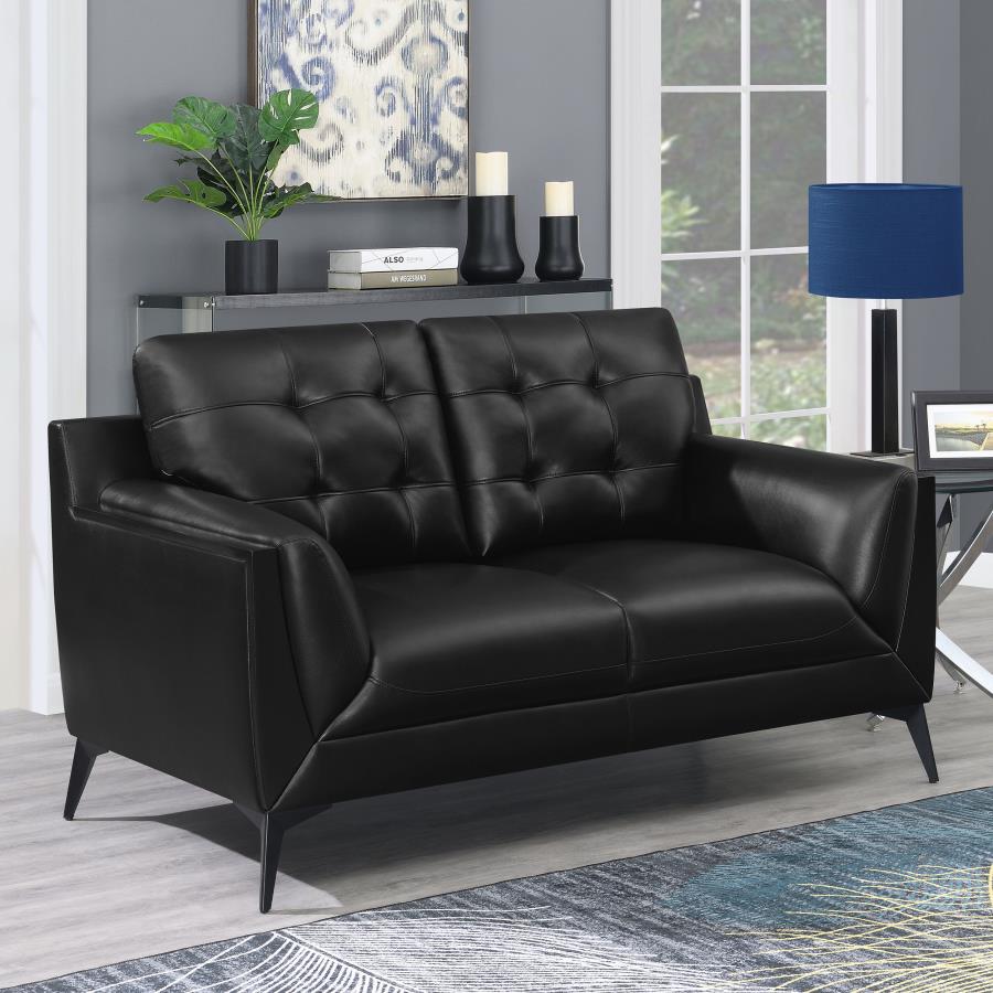 Moira Upholstered Tufted Loveseat with Track Arms Black_0