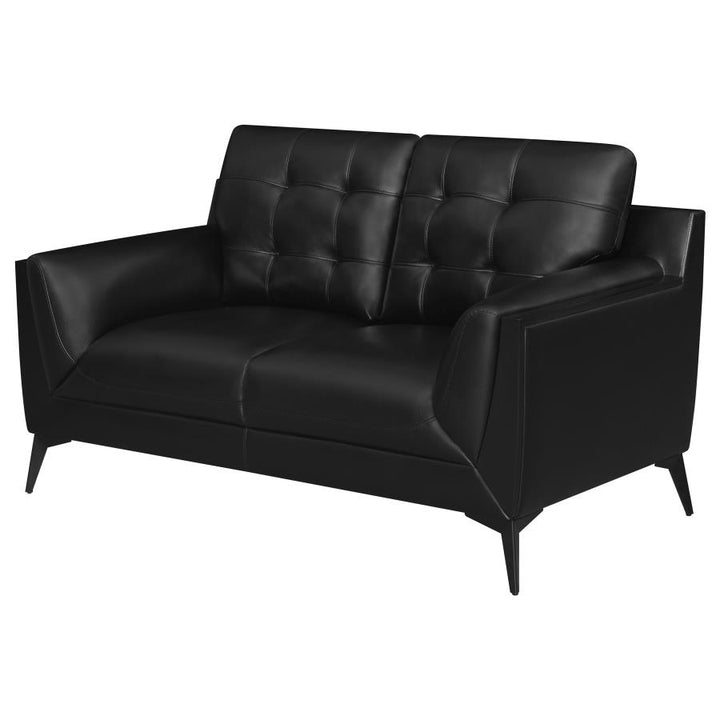 Moira Upholstered Tufted Loveseat with Track Arms Black_3