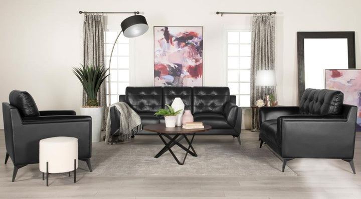 Moira Upholstered Tufted Loveseat with Track Arms Black_9