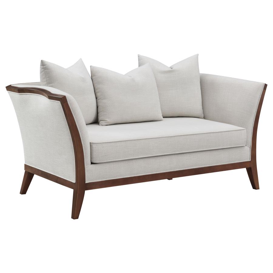 Lorraine Upholstered Loveseat with Flared Arms Beige_1