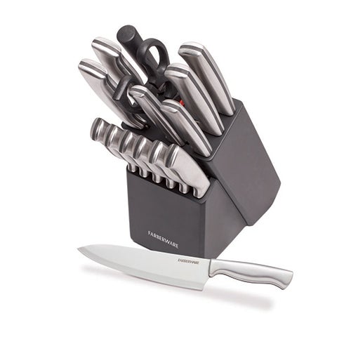 15pc Stamped High Carbon Stainless Steel Knife Block Set_0