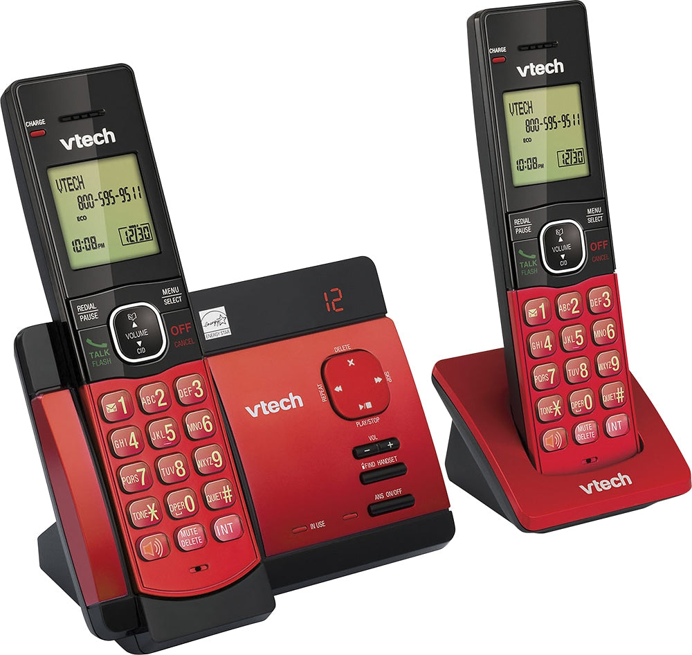 VTech - CS5129-26 DECT 6.0 Expandable Cordless Phone System with Digital Answering System - Black; Red_0