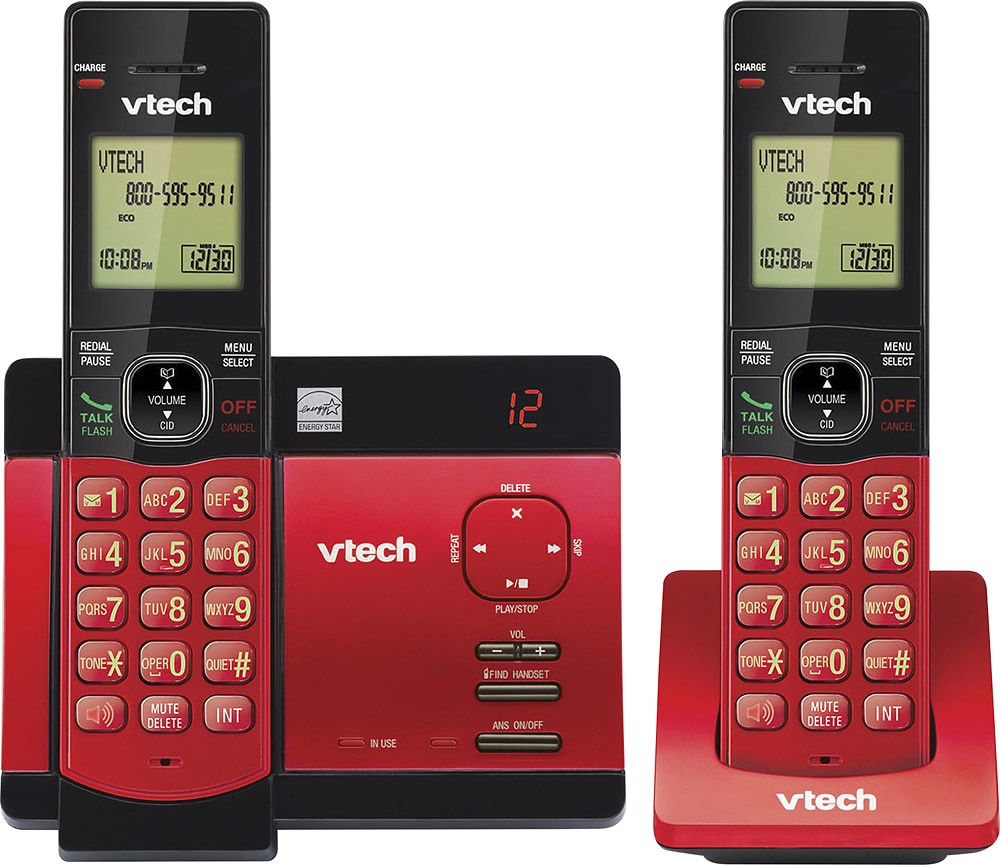 VTech - CS5129-26 DECT 6.0 Expandable Cordless Phone System with Digital Answering System - Black; Red_2