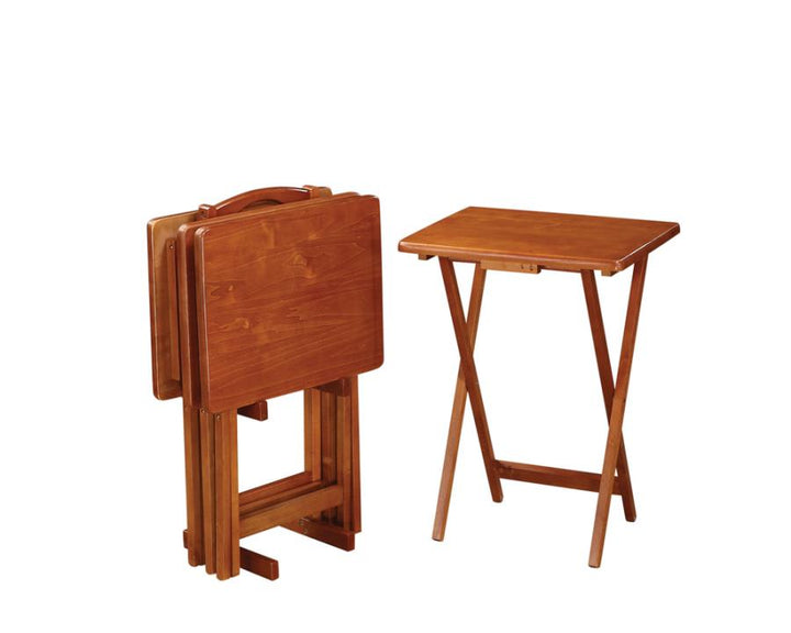 5-piece Tray Table Set Golden Brown_0