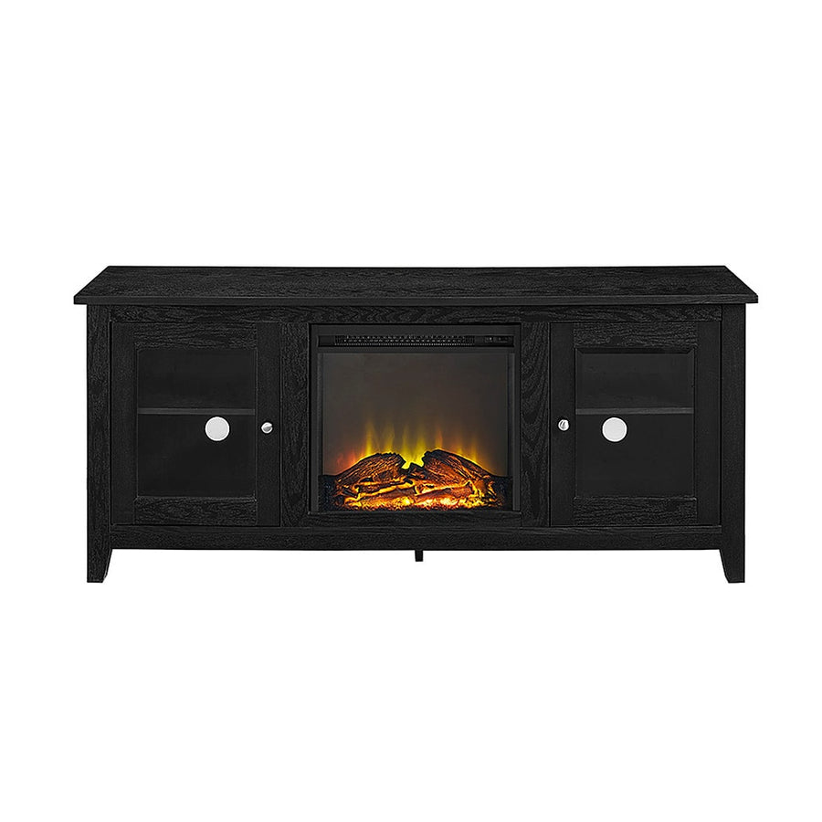 Walker Edison - Traditional Two Glass Door Fireplace TV Stand for Most TVs up to 65" - Black_0