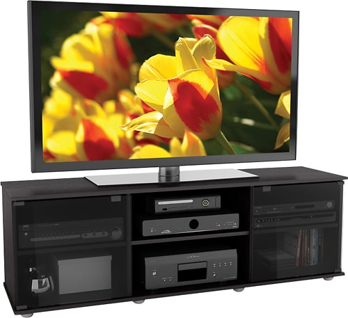CorLiving - Holland Black Wooden TV Stand, for TVs up to 75" - Ravenwood Black_1