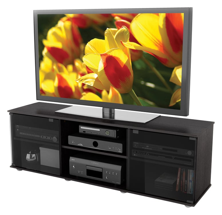 CorLiving - Holland Black Wooden TV Stand, for TVs up to 75" - Ravenwood Black_5