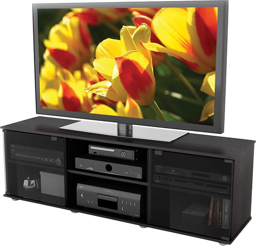 CorLiving - Holland Black Wooden TV Stand, for TVs up to 75" - Ravenwood Black_4