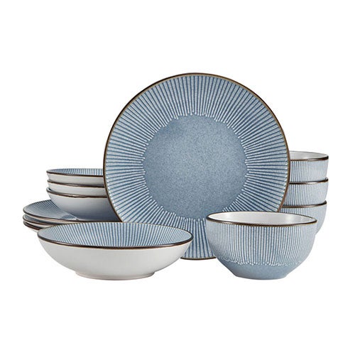 Arlie Blue 12pc Stoneware Dinnerware Set_0
