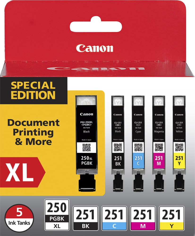 Canon - 250 XL/CLI-251 5-Pack Special Edition Ink Cartridges - Black/Cyan/Magenta/Yellow_0