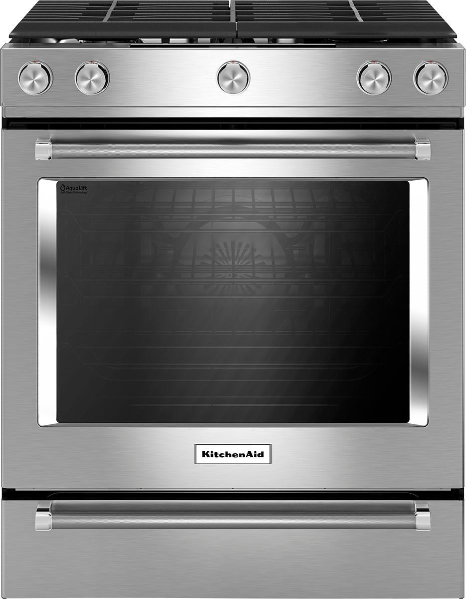 KitchenAid - 5.8 Cu. Ft. Self-Cleaning Slide-In Gas Convection Range - Stainless steel_0