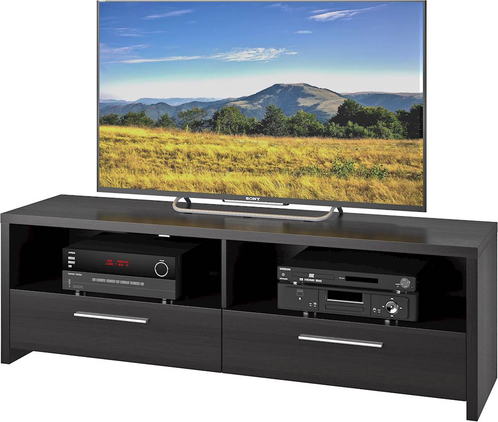 CorLiving - Fernbrook TV Stand with Drawers, for TVs up to 75" - Black Faux Wood Grain_1
