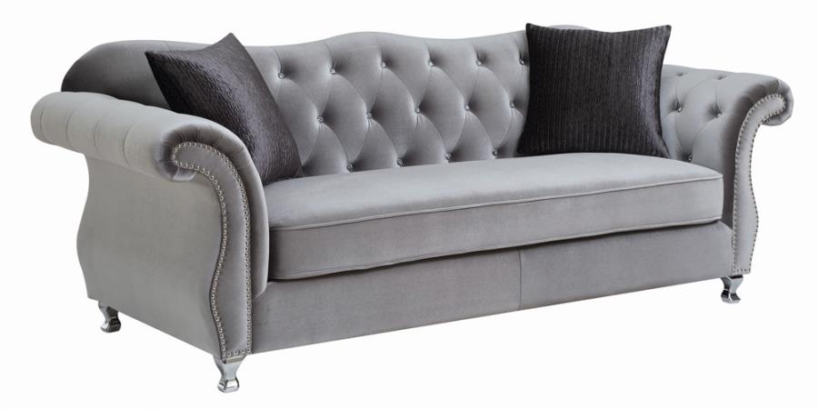 Frostine Button Tufted Sofa Silver_3