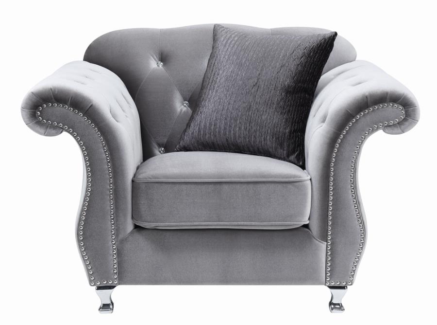 Frostine Button Tufted Chair Silver_1
