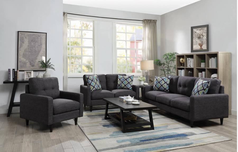 Watsonville 3-piece Cushion Back Living Room Set Grey_1