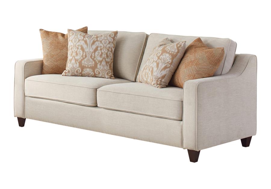 Christine Upholstered Cushion Back Sofa Beige_1