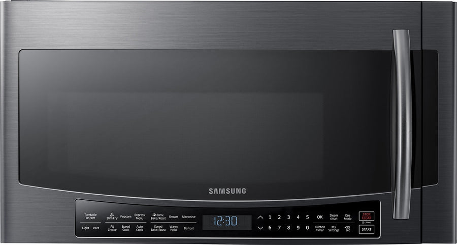 Samsung - 1.7 Cu. Ft.  Over-the-Range Fingerprint Resistant  Microwave-Black Stainless Steel - Black stainless steel_0