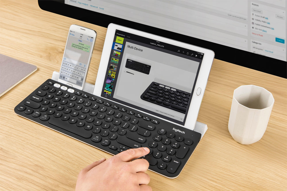 Logitech - K780 Full-size Wireless Scissor Keyboard - White_1