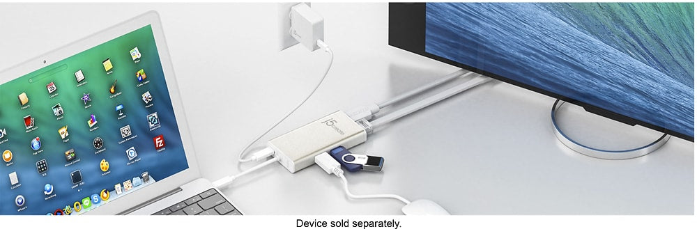 j5create - 2-Port USB 3.0 Hub with HDMI and Gigabit Ethernet USB Type-C Adapter - Silver_3