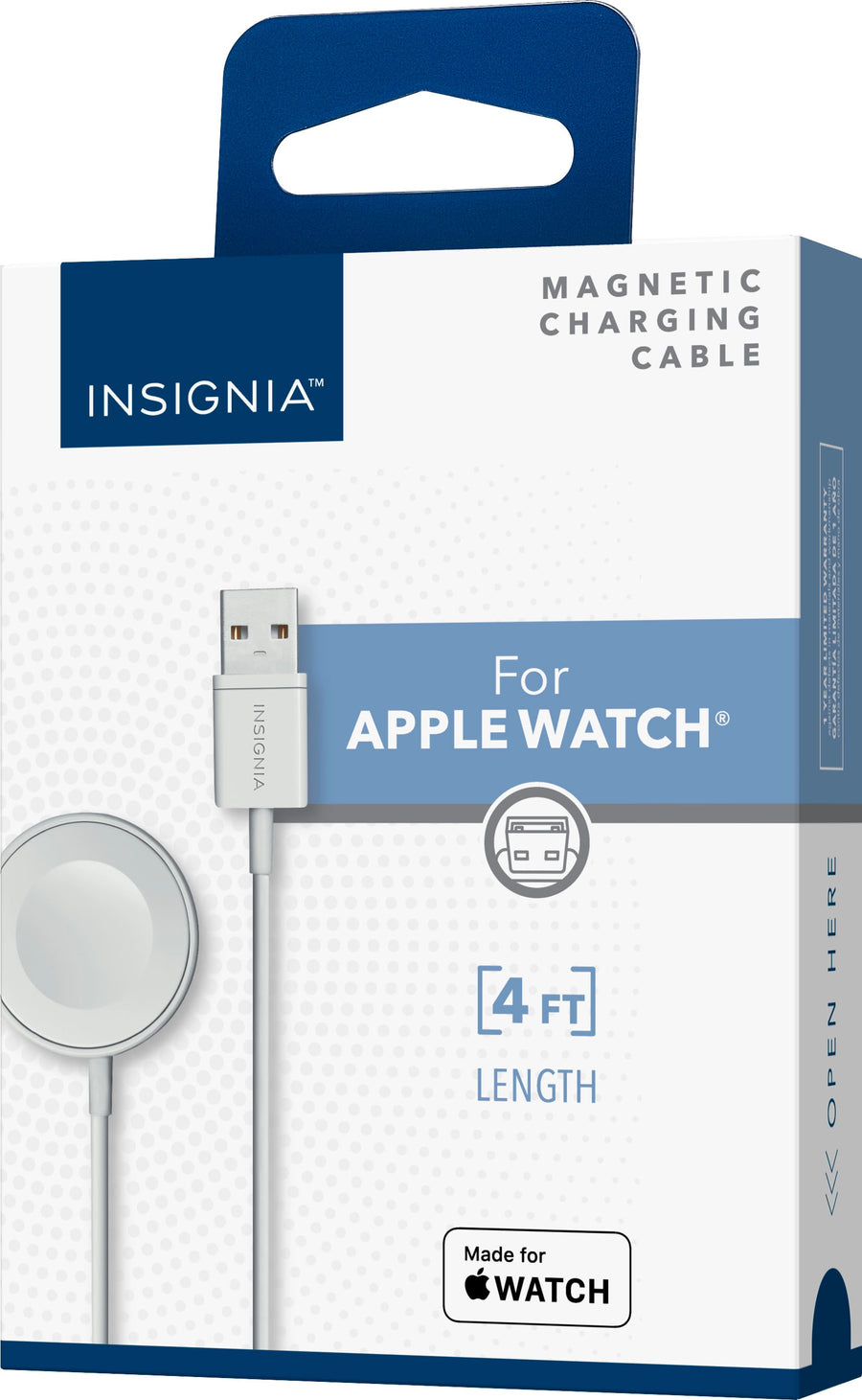 Insignia™ - Apple Watch Magnetic Charging Cable (4') - White_0