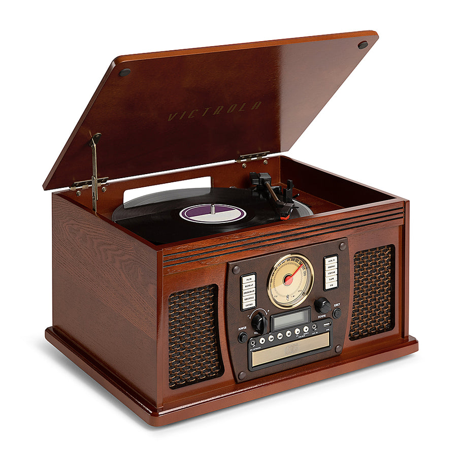 Victrola - Navigator 8-in-1 Classic Bluetooth Record Player with Turntable - Mahogany_0