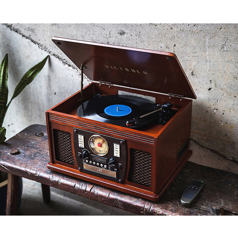 Victrola - Navigator 8-in-1 Classic Bluetooth Record Player with Turntable - Mahogany_1