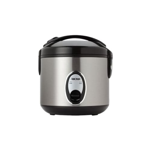 AROMA - 8-Cup Rice Cooker/Steamer - Black/silver_0