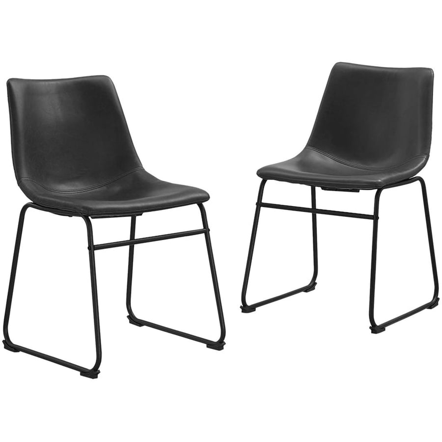 Walker Edison - Industrial Faux Leather Dining Chairs (Set of 2) - Black_0
