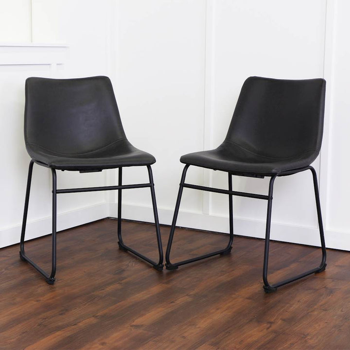 Walker Edison - Industrial Faux Leather Dining Chairs (Set of 2) - Black_5