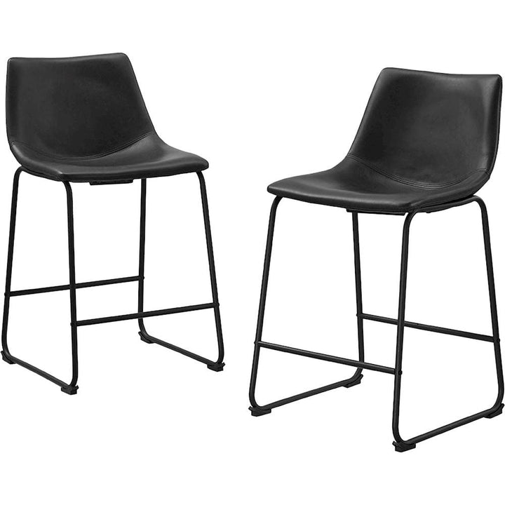 Walker Edison - Industrial Faux Leather Counter Stool (Set of 2) - Black_6