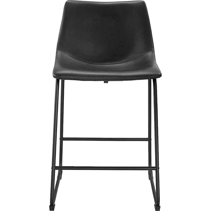 Walker Edison - Industrial Faux Leather Counter Stool (Set of 2) - Black_7