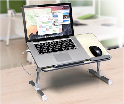 Aluratek - Adjustable Ergonomic Laptop Cooling Table with Fan - White_3