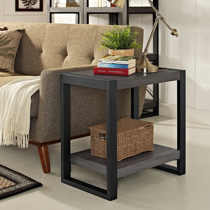 Walker Edison - Urban Wood and Metal Side Table - Charcoal_5