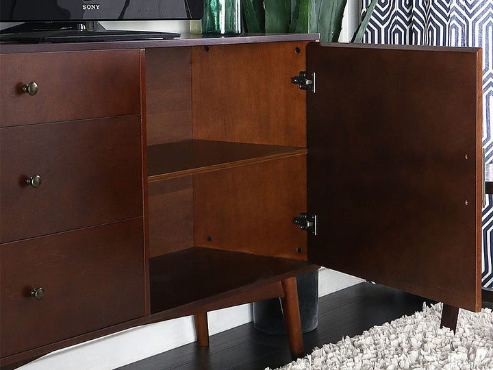 Walker Edison - Angelo Mid Century Modern TV Stand Cabinet for Most Flat-Panel TVs Up to 55" - Walnut_9