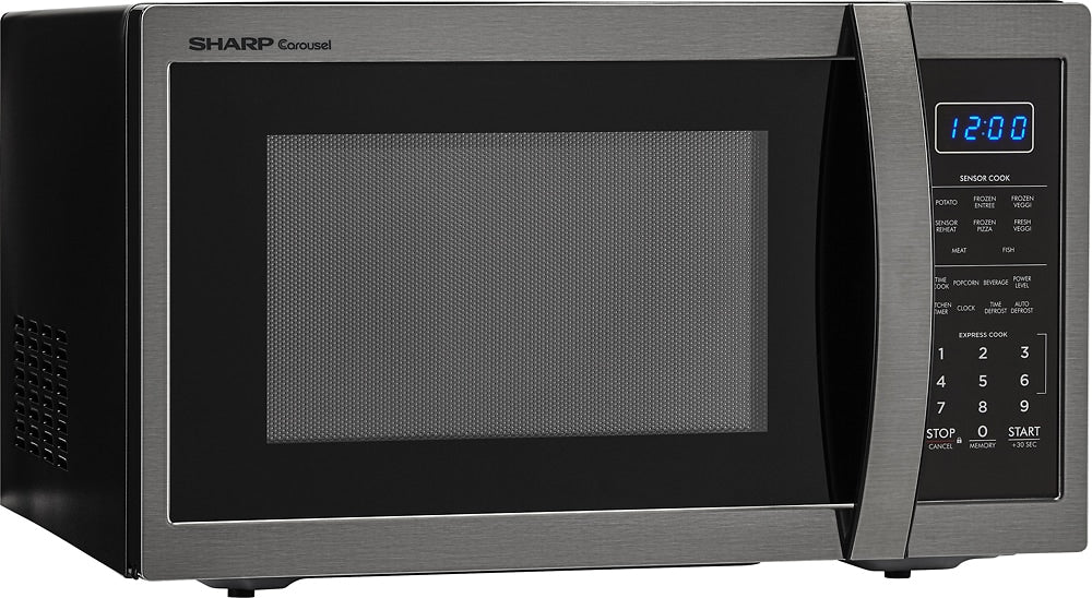 Sharp - Carousel 1.4 Cu. Ft. Mid-Size Microwave - Black stainless steel_1