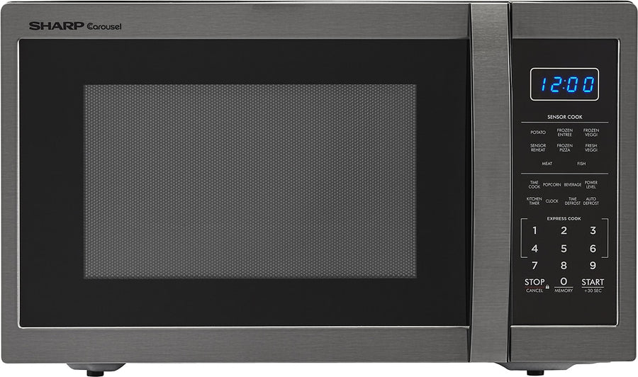 Sharp - Carousel 1.4 Cu. Ft. Mid-Size Microwave - Black stainless steel_0