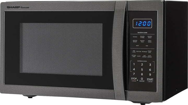 Sharp - Carousel 1.4 Cu. Ft. Mid-Size Microwave - Black stainless steel_2